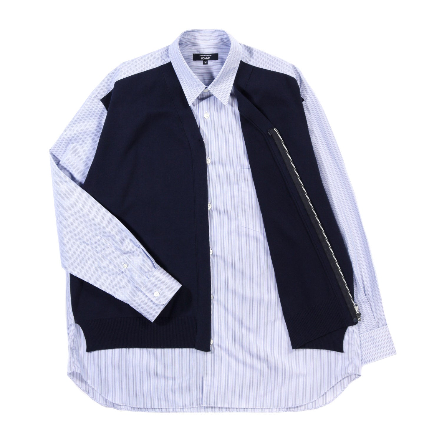COMME DES GARCONS HOMME B010 LAYERED SHIRT WHITE / SAX / NAVY X NAVY