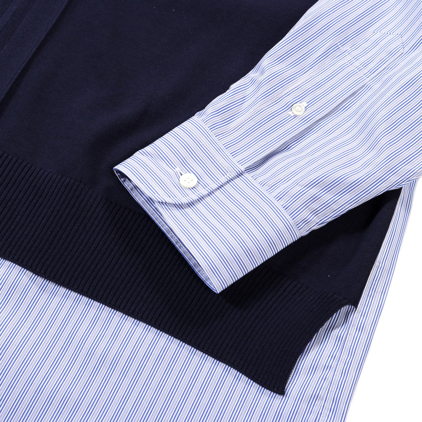 COMME DES GARCONS HOMME B010 LAYERED SHIRT WHITE / SAX / NAVY X NAVY