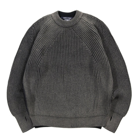 COMME DES GARCONS HOMME N001 WORSTED WOOL RIB KNIT SWEATER NAVY