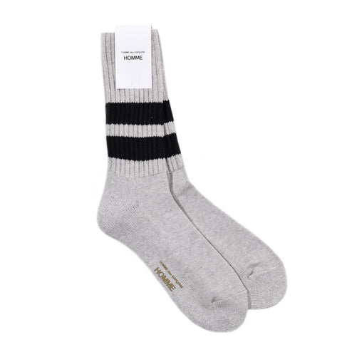 COMME DES GARCONS HOMME K501 LOW GAUGE PILE SOCKS HEATHER GRAY X BLACK