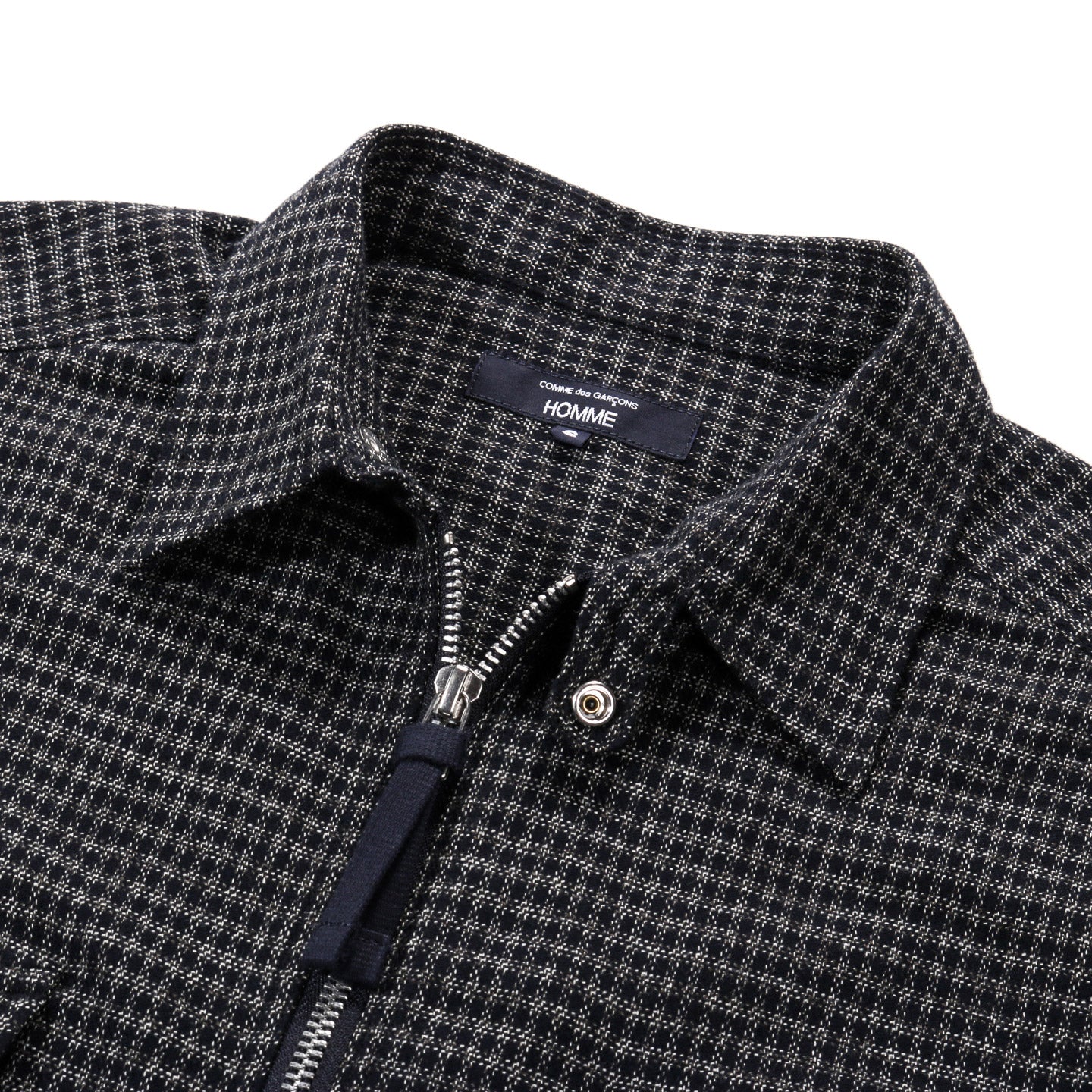 COMME DES GARCONS HOMME B024 BRUSHED COTTON HALF-ZIP SHIRT NAVY
