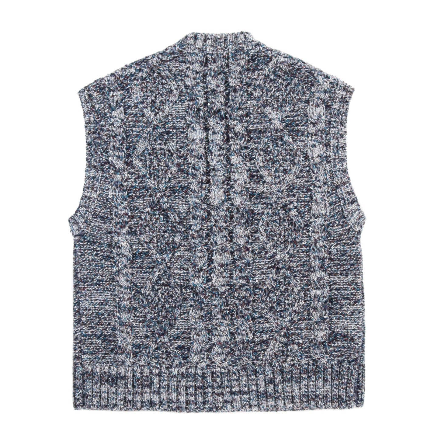 COGNOMEN 11 COLOUR ARAN KNIT VEST NAVY