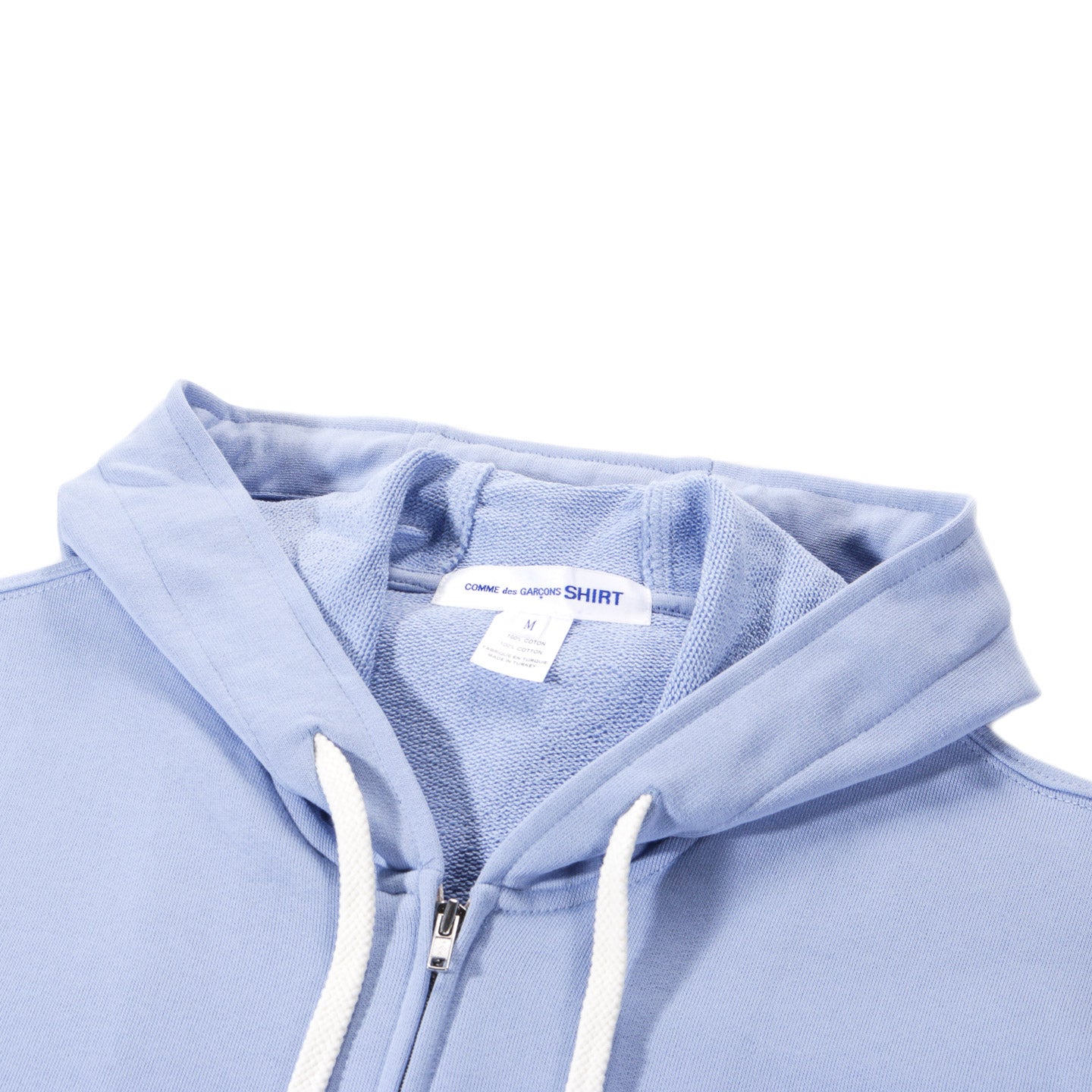 COMME DES GARCONS SHIRT T018 ZIP HOODED SWEATSHIRT BLUE