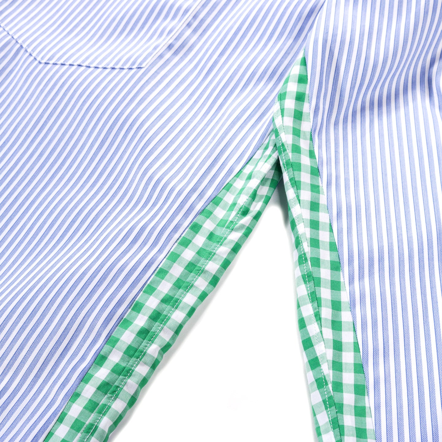 COMME DES GARCONS SHIRT B027 SHIRT BLUE STRIPE / GREEN GINGHAM