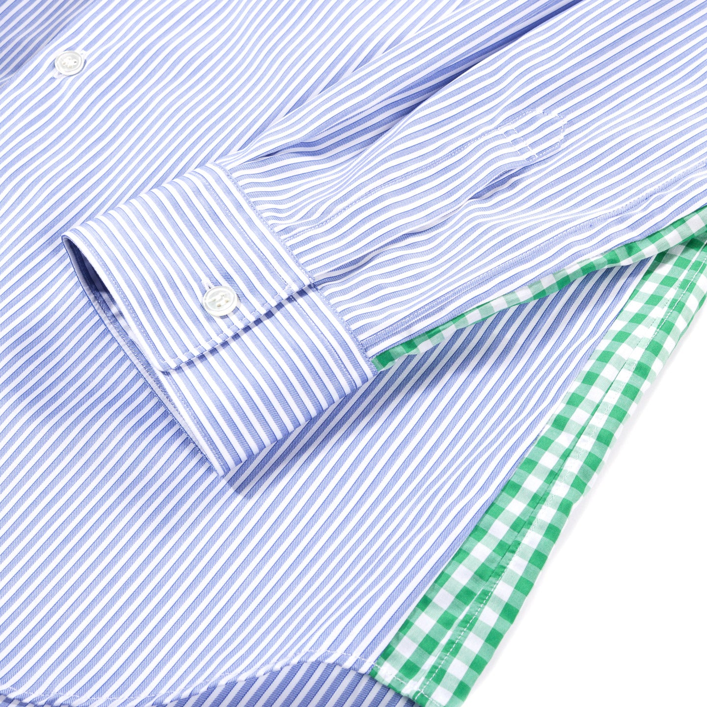 COMME DES GARCONS SHIRT B027 SHIRT BLUE STRIPE / GREEN GINGHAM