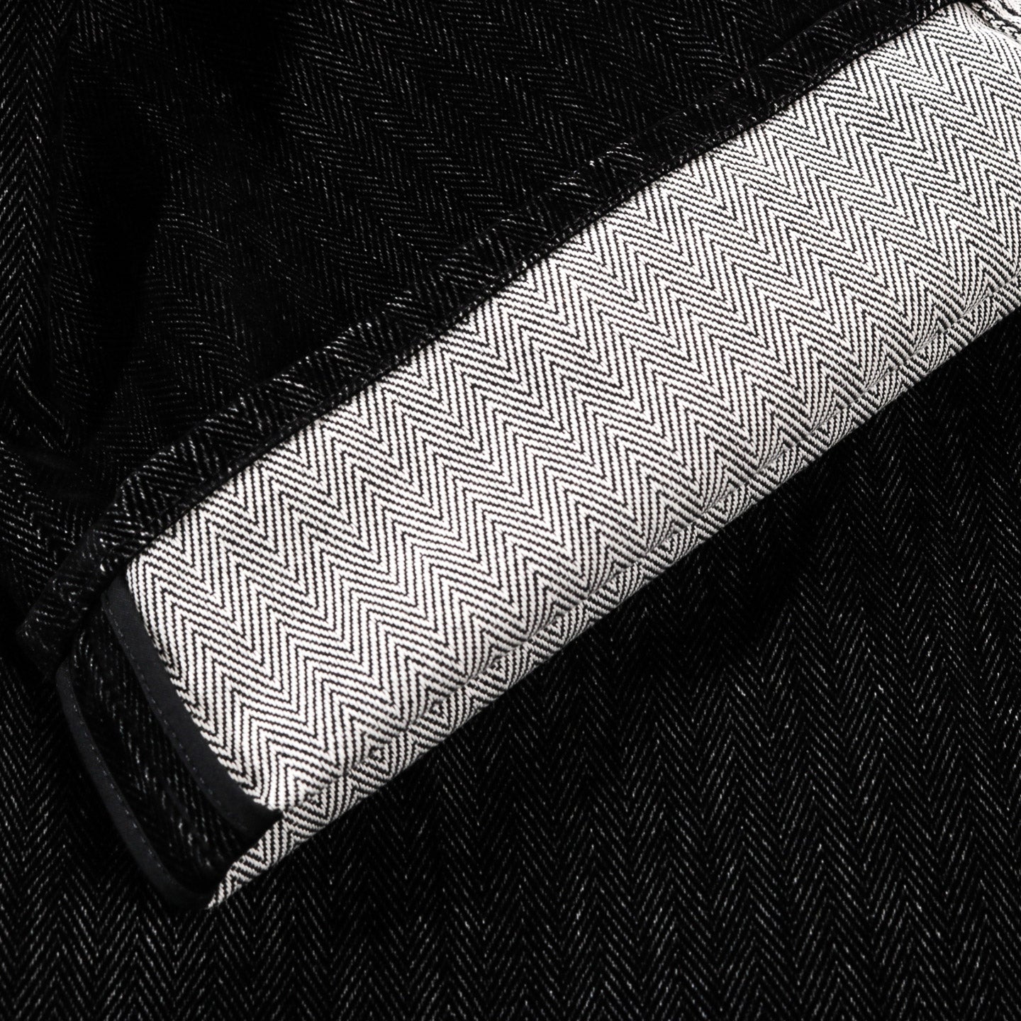 ENGINEERED GARMENTS RF JEANS BLACK COTTON FLOCKING HERRINGBONE
