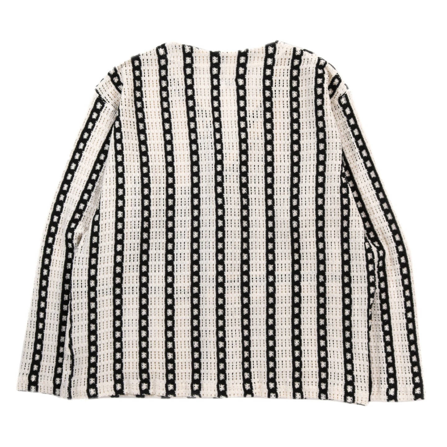 ENGINEERED GARMENTS KNIT CARDIGAN WHITE / BLACK STRIPE CP CROCHET