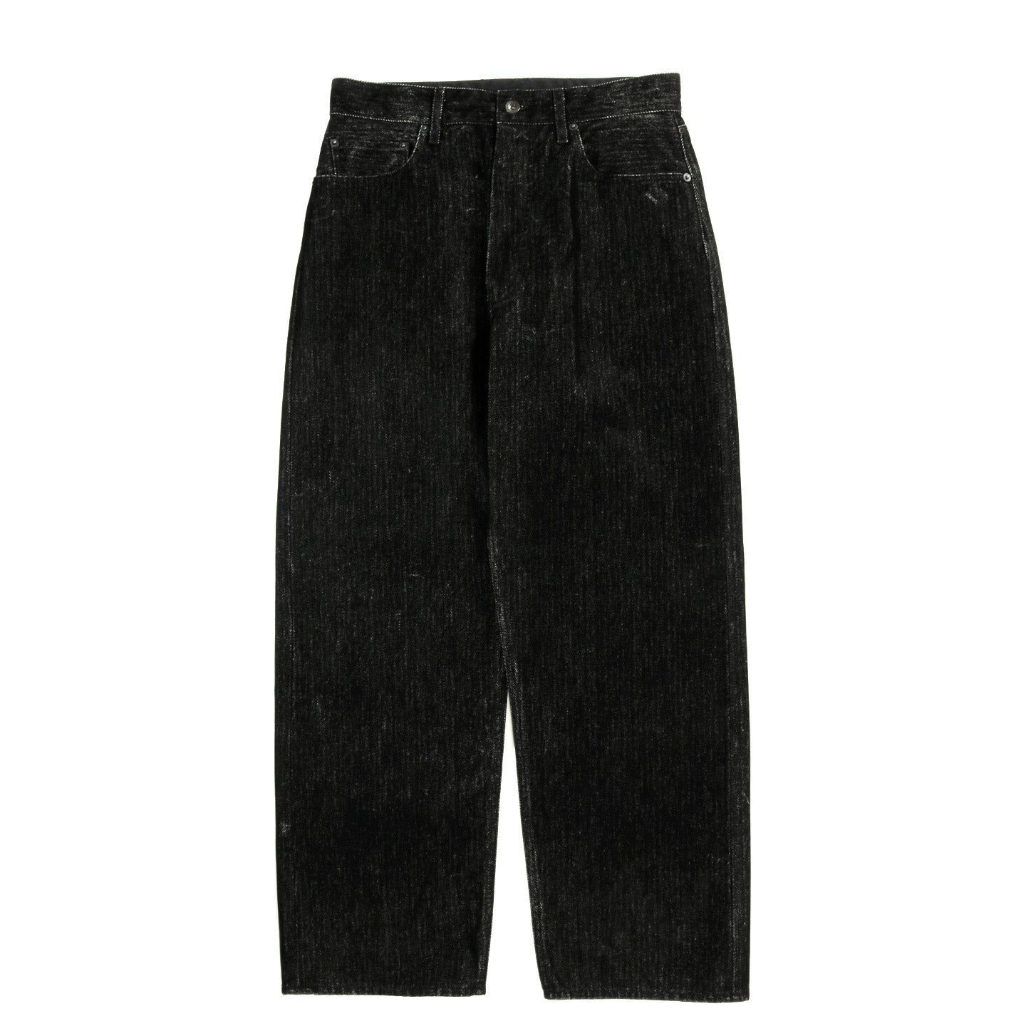 ENGINEERED GARMENTS RF JEANS BLACK COTTON FLOCKING HERRINGBONE