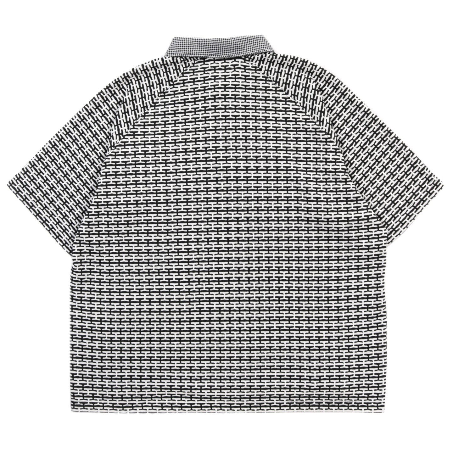 ENGINEERED GARMENTS POLO SHIRT BLACK / WHITE CP HORIZONTAL KNIT JACQUARD
