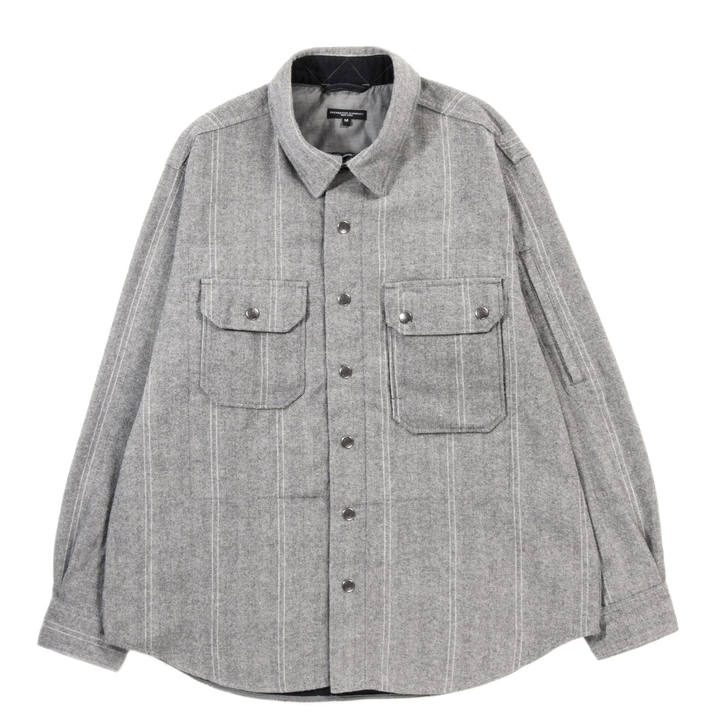 ENGINEERED GARMENTS CPO SHIRT JACKET LT. GREY WOOL STRIPED HB