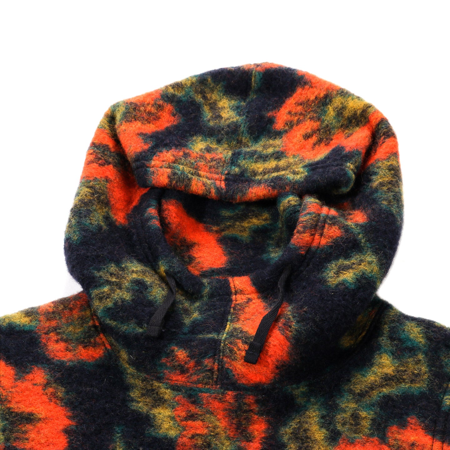 ENGINEERED GARMENTS HOODED INTERLINER NAVY / ORANGE FLORAL KNIT JACQUARD