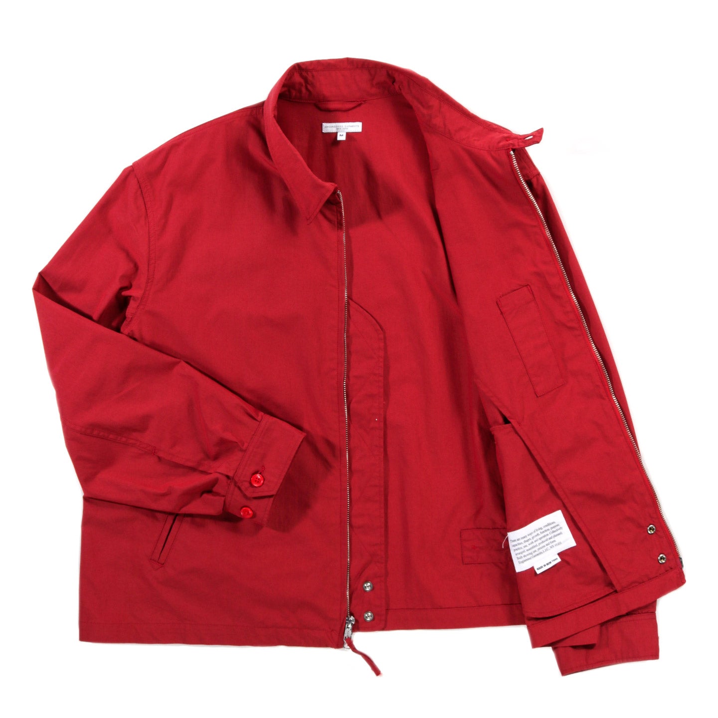 ENGINEERED GARMENTS CLAIGTON JACKET RED LT. WEIGHT NYCO POPLIN