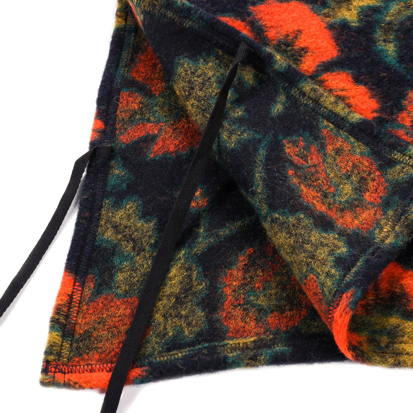 ENGINEERED GARMENTS HOODED INTERLINER NAVY / ORANGE FLORAL KNIT JACQUARD