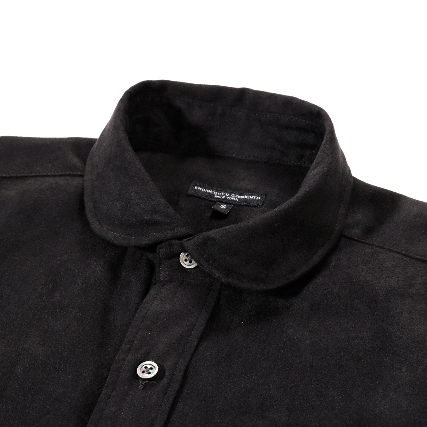 ENGINEERED GARMENTS FLARED SHIRT BLACK POLY FAKE SUEDE