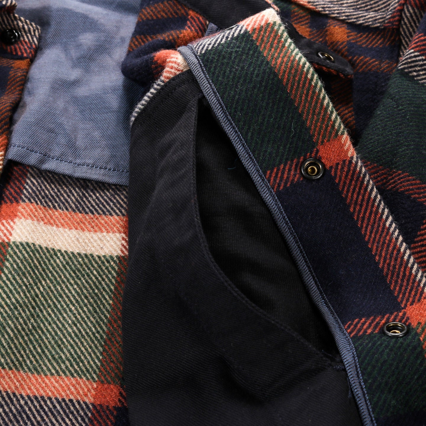 ENGINEERED GARMENTS CPO SHIRT JACKET NAVY / BROWN HEAVY WOOL PLAID
