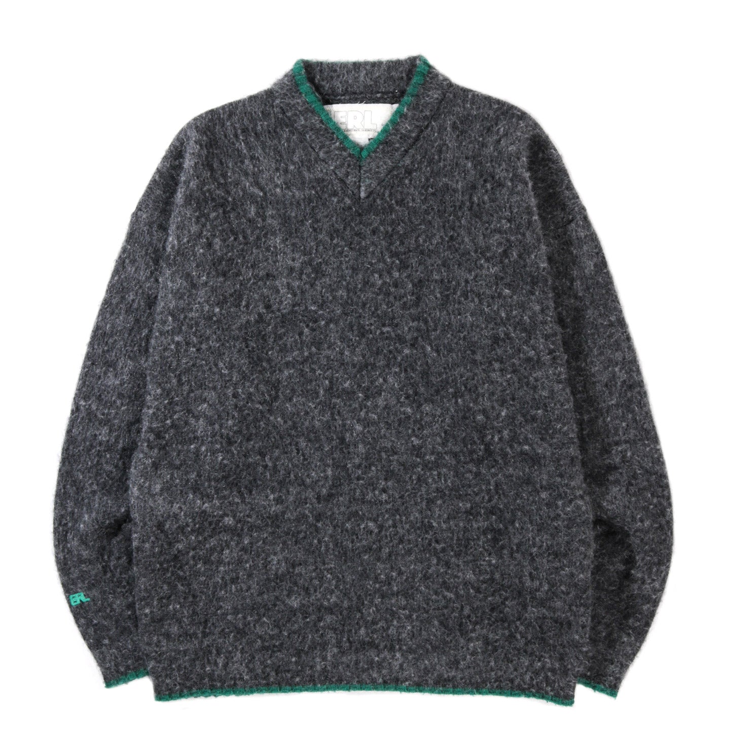 ERL SHAGGY OVERWASHED KNIT SWEATER DARK GREY