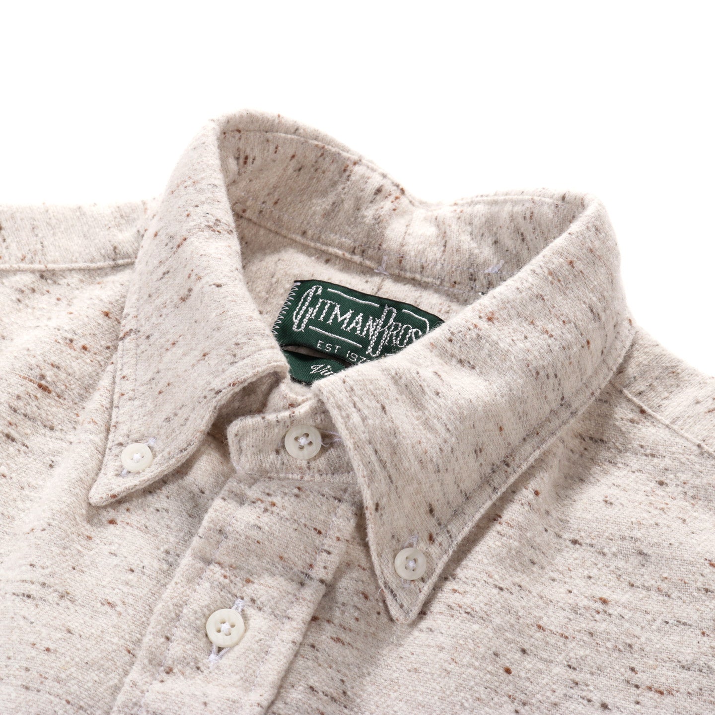 GITMAN VINTAGE BUTTON DOWN ECRU NEPPED CHAMBRAY