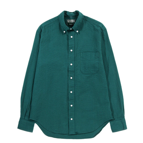 GITMAN VINTAGE BUTTON DOWN JUNEBUG GREEN SEERSUCKER