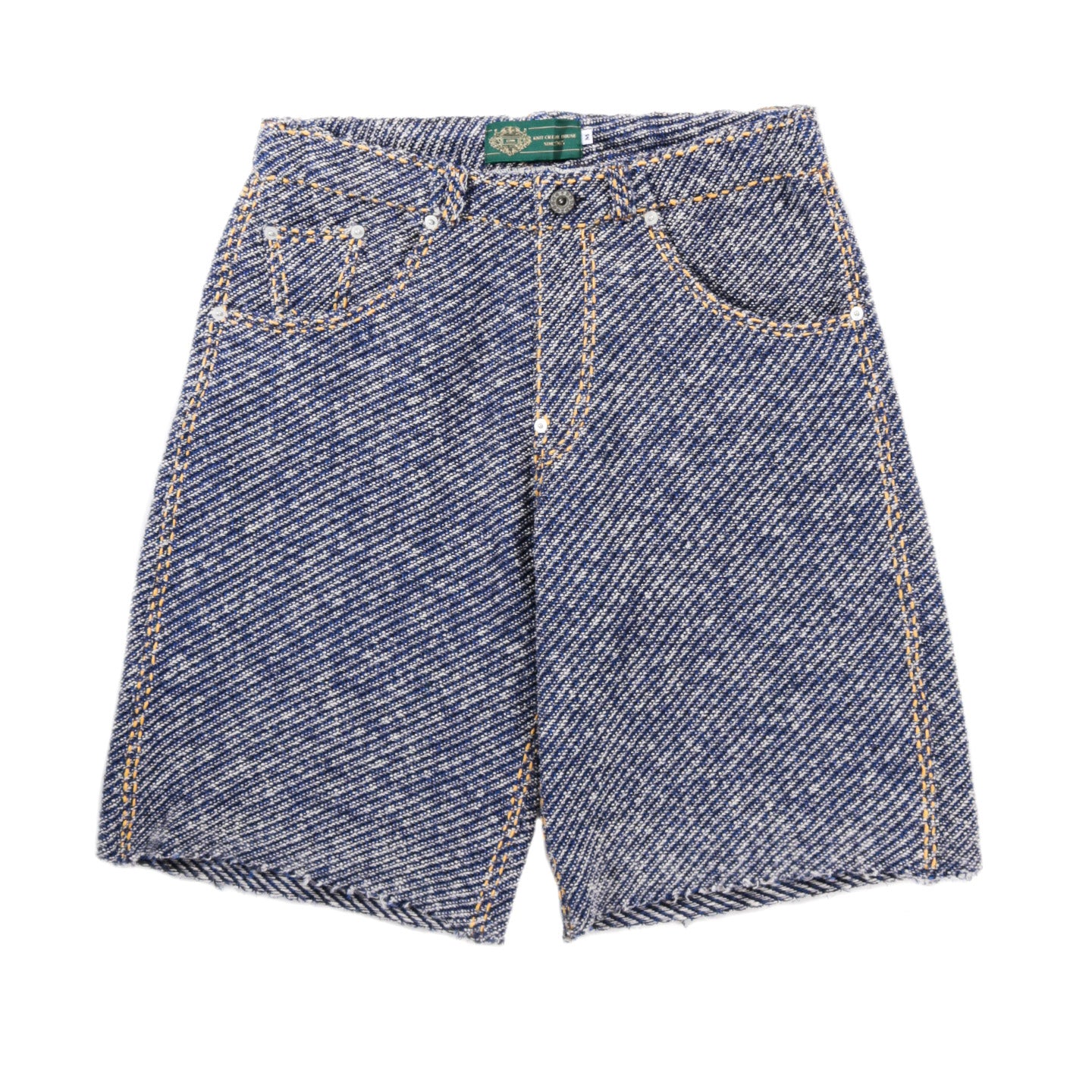 GIM CONTEXT HAND-STITCHED DENIM KNIT SHORTS BLUE