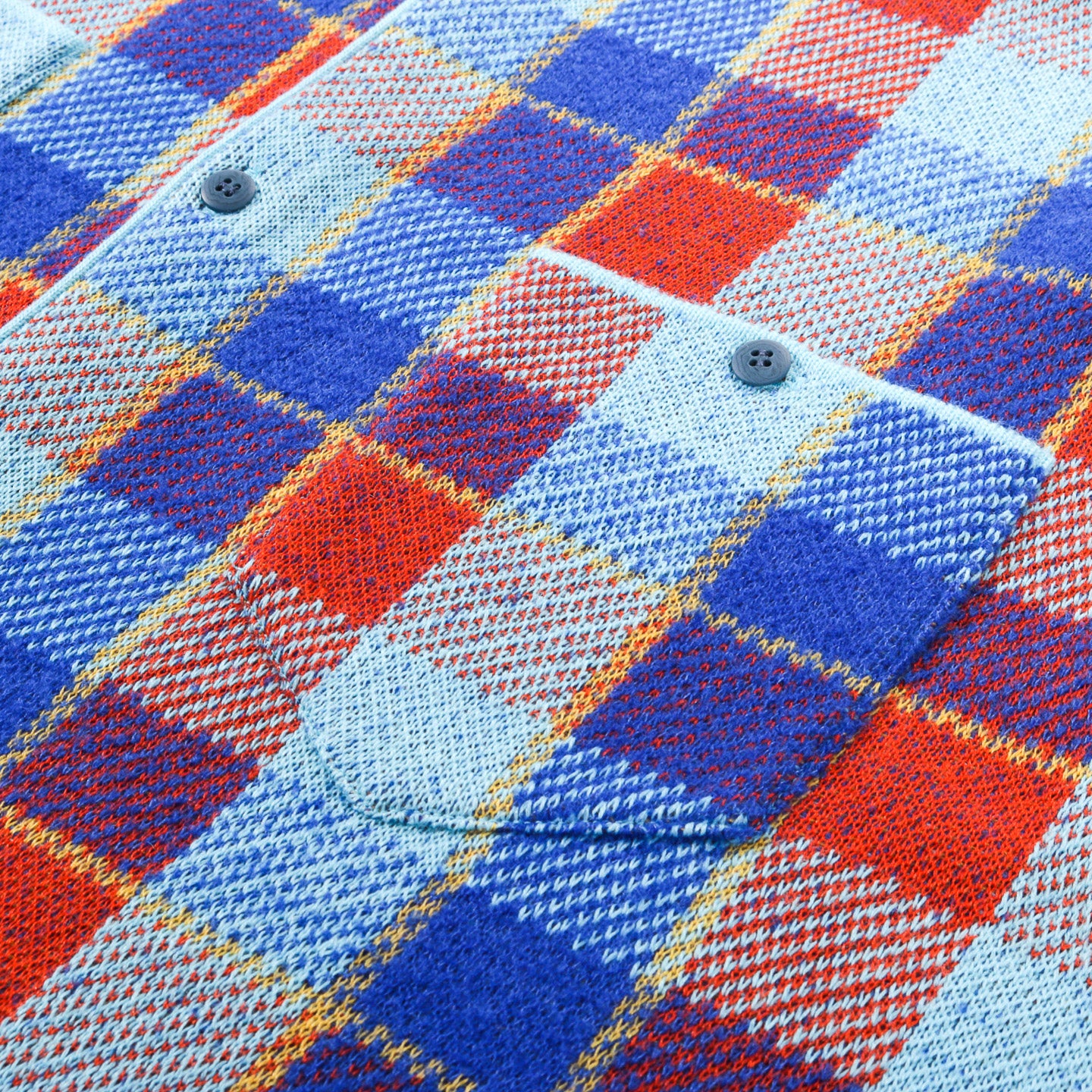 GIM CONTEXT KNITTED CHECK SHIRT BLUE