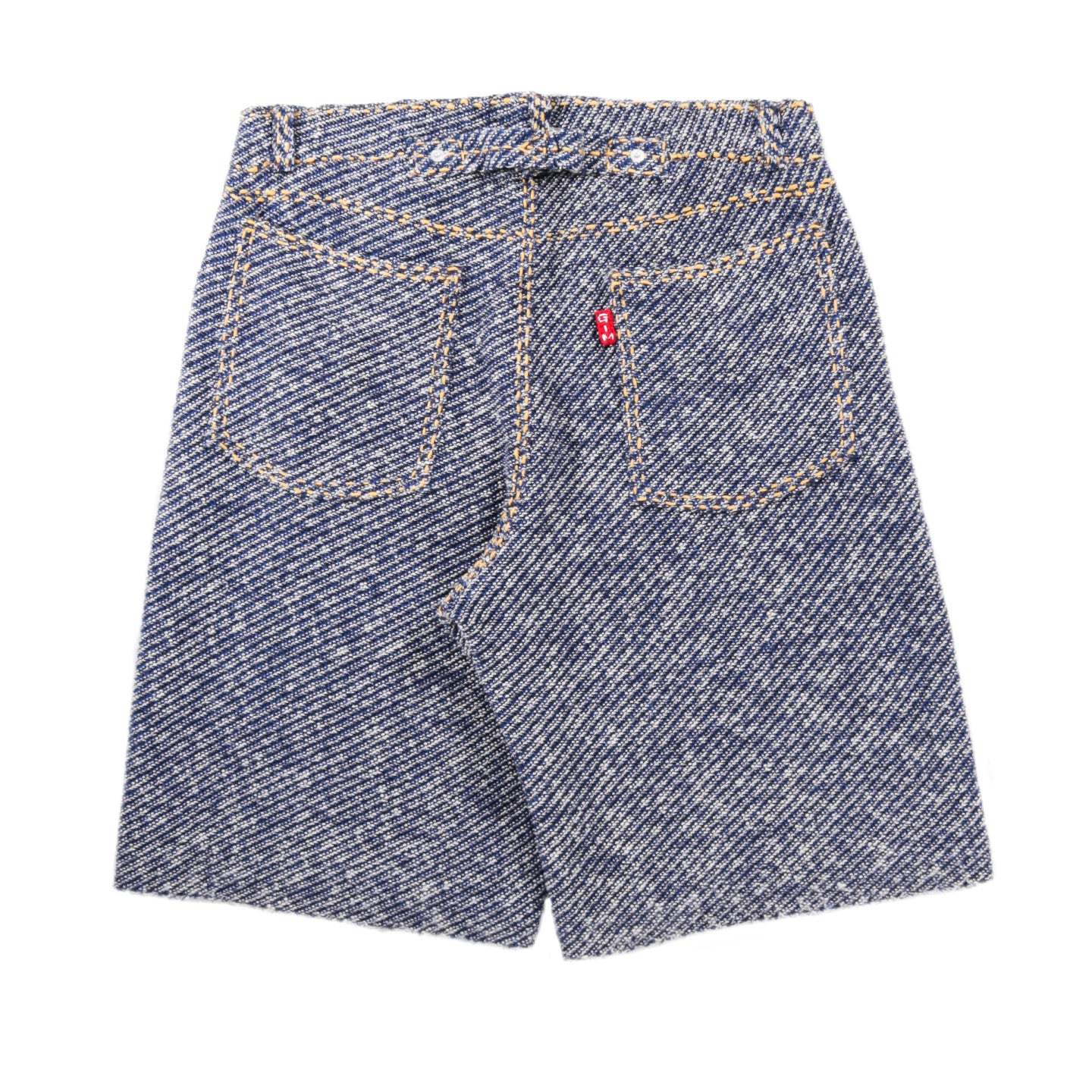 GIM CONTEXT HAND-STITCHED DENIM KNIT SHORTS BLUE