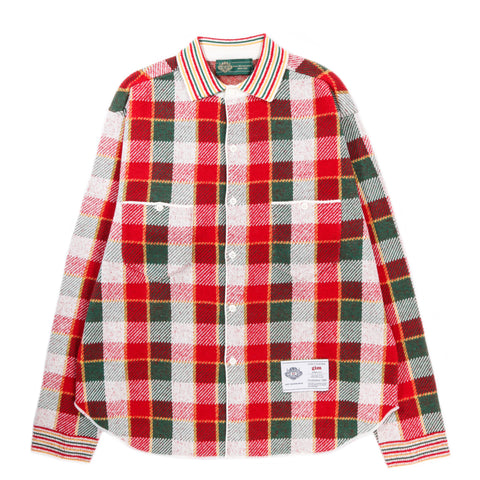 GIM CONTEXT KNITTED CHECK SHIRT RED