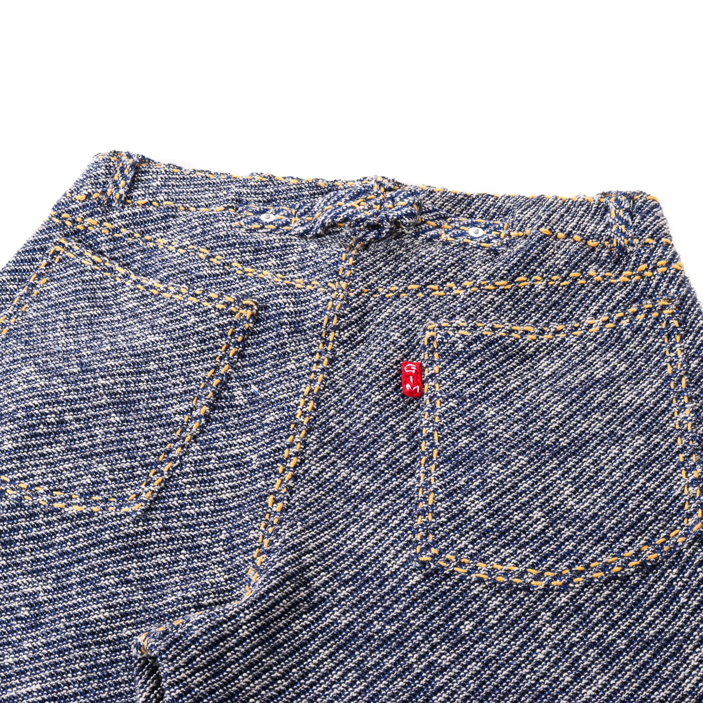 GIM CONTEXT HAND-STITCHED DENIM KNIT SHORTS BLUE