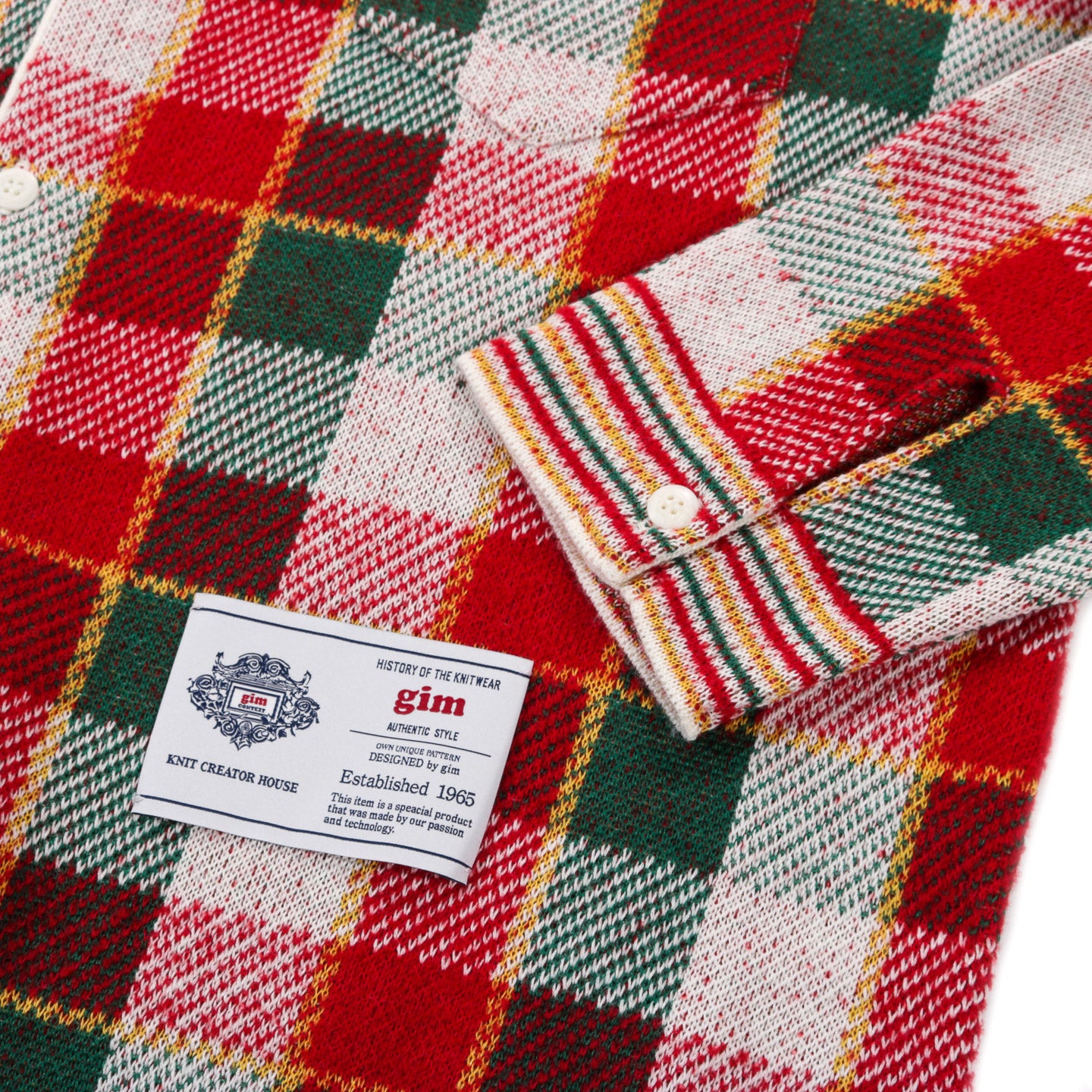 GIM CONTEXT KNITTED CHECK SHIRT RED