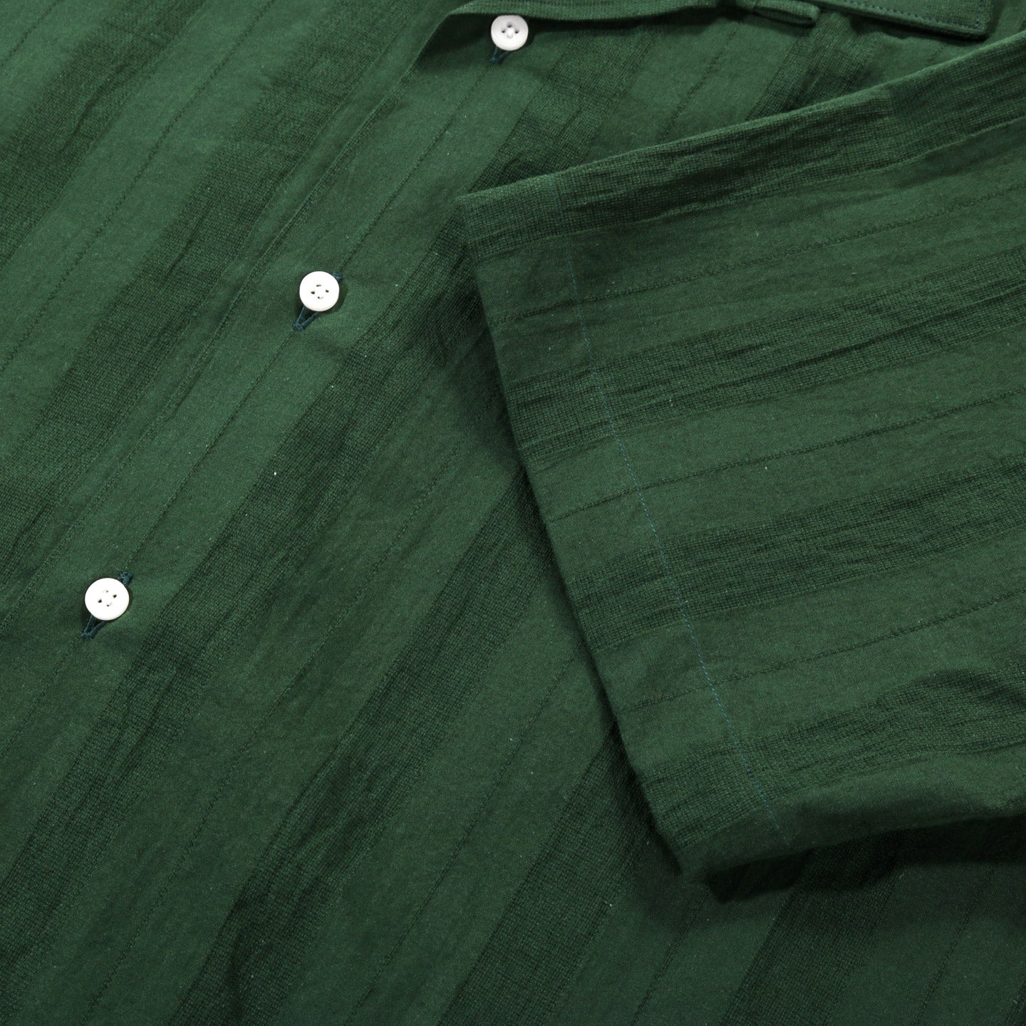 GITMAN VINTAGE CAMP SHIRT GREEN COTTON / POLY DOBBY STRIPE