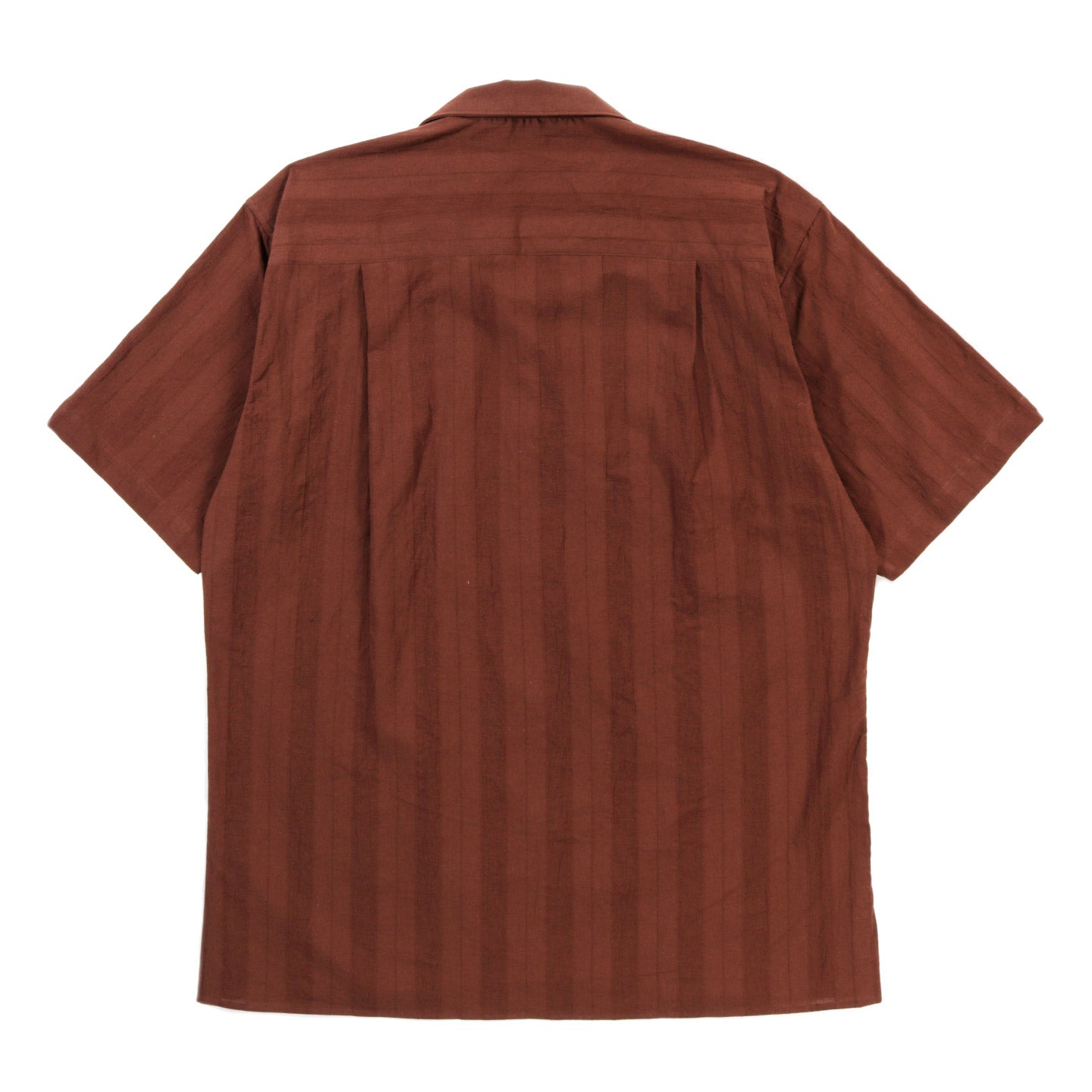 GITMAN VINTAGE CAMP SHIRT BROWN COTTON / POLY DOBBY STRIPE