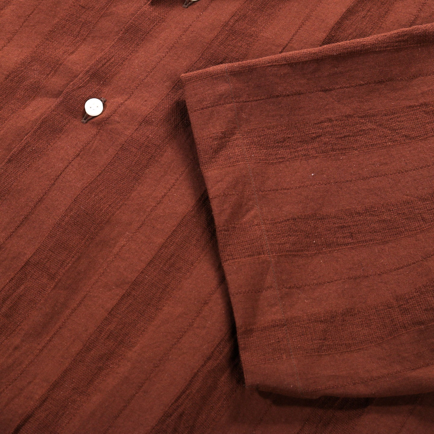 GITMAN VINTAGE CAMP SHIRT BROWN COTTON / POLY DOBBY STRIPE