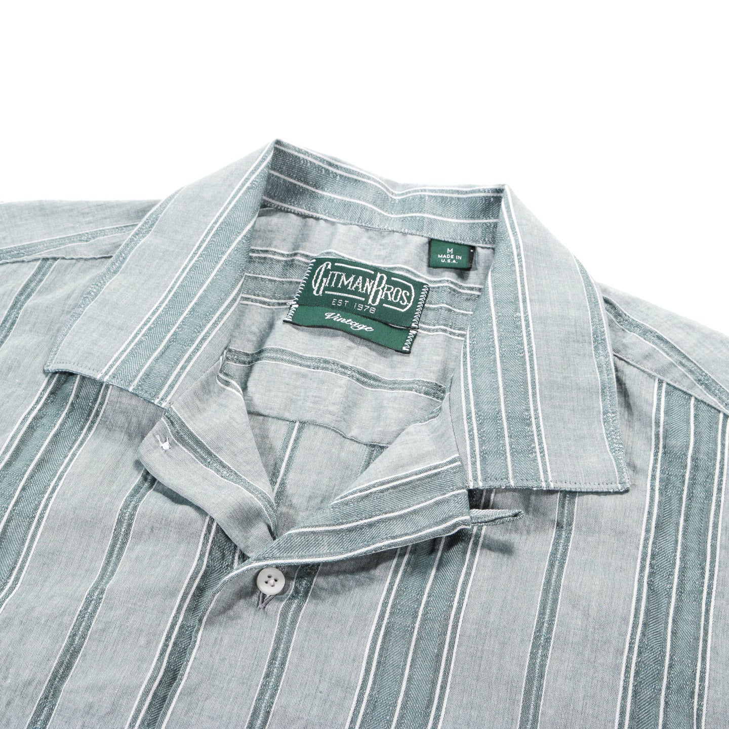 GITMAN VINTAGE CAMP SHIRT GREEN JAPANESE DOBBY