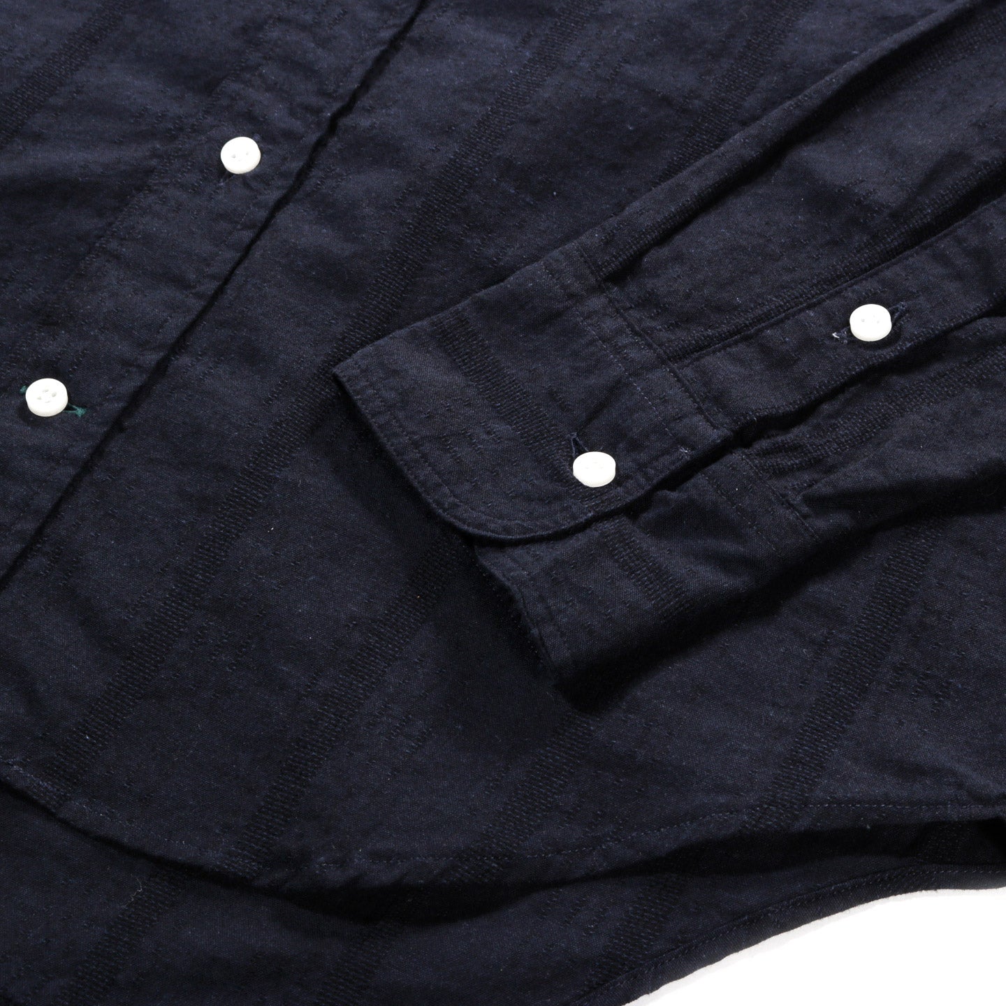 GITMAN VINTAGE BUTTNO DOWN NAVY COTTON / LINEN DOBBY STRIPE