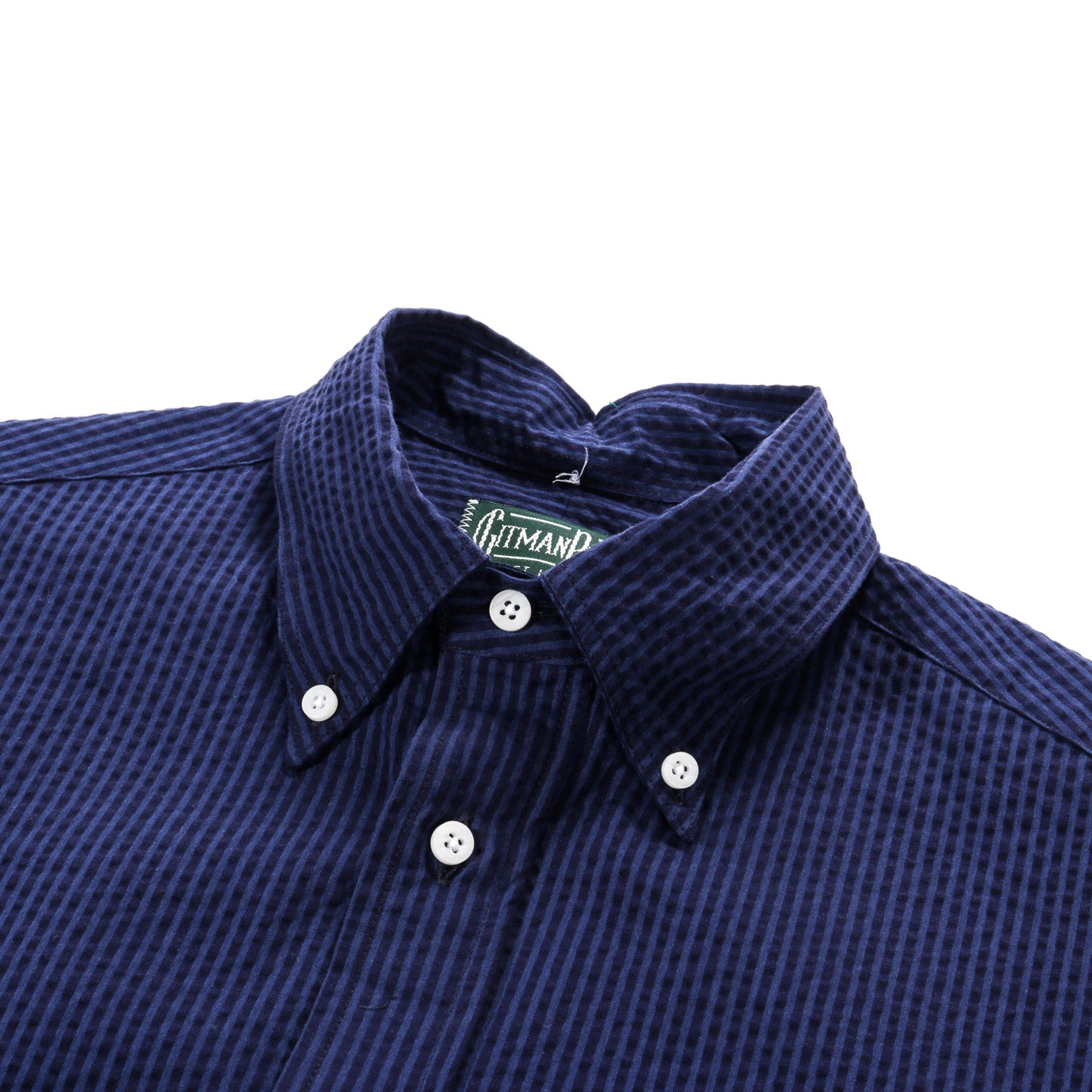 GITMAN VINTAGE BUTTON DOWN INDIGO SEERSUCKER