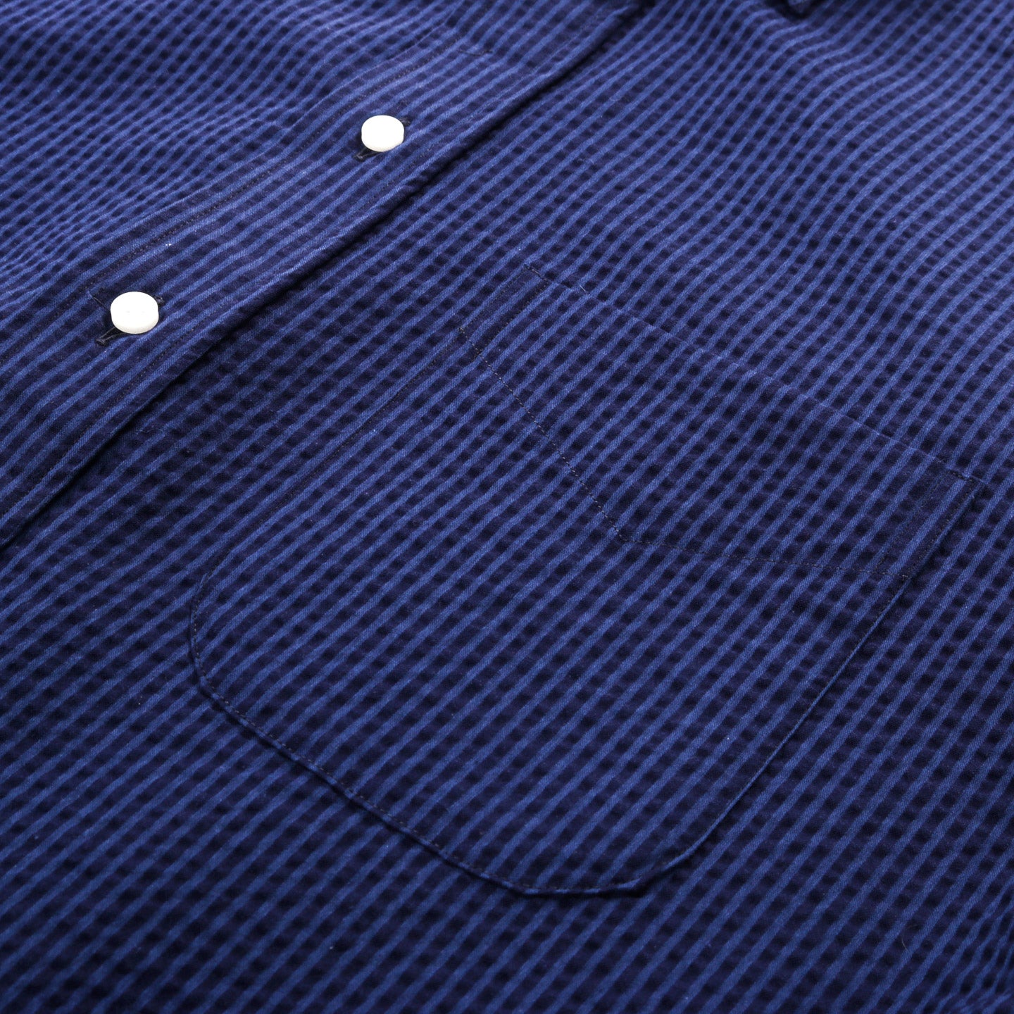 GITMAN VINTAGE BUTTON DOWN INDIGO SEERSUCKER