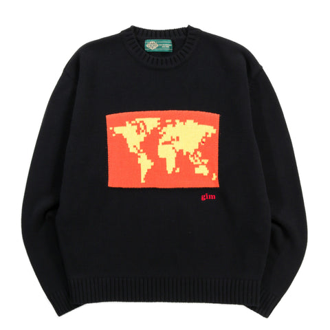 GIM CONTEXT WORLD MAP SWEATER BLACK