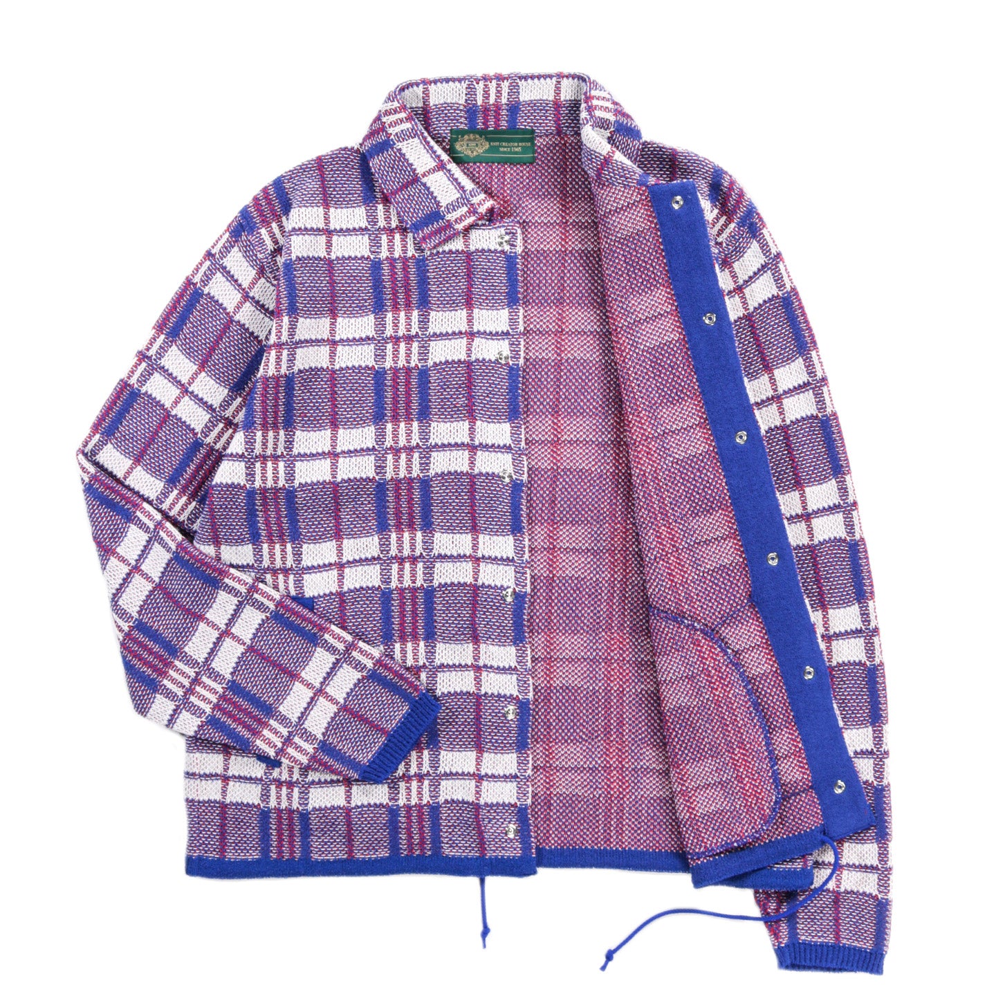 GIM CONTEXT LAUNDRY BAG CHECK STYLE KNIT BLOUSON BLUE