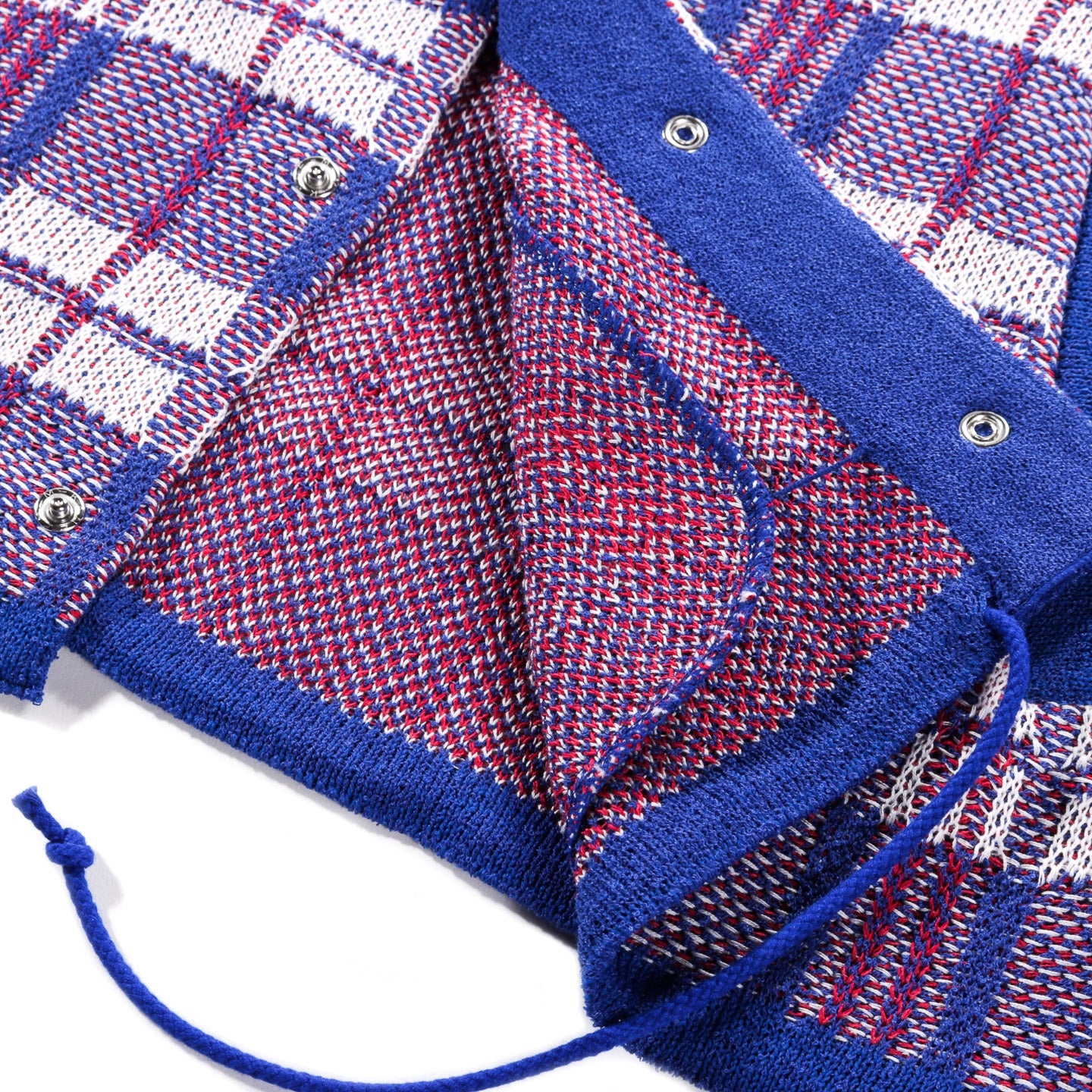 GIM CONTEXT LAUNDRY BAG CHECK STYLE KNIT BLOUSON BLUE