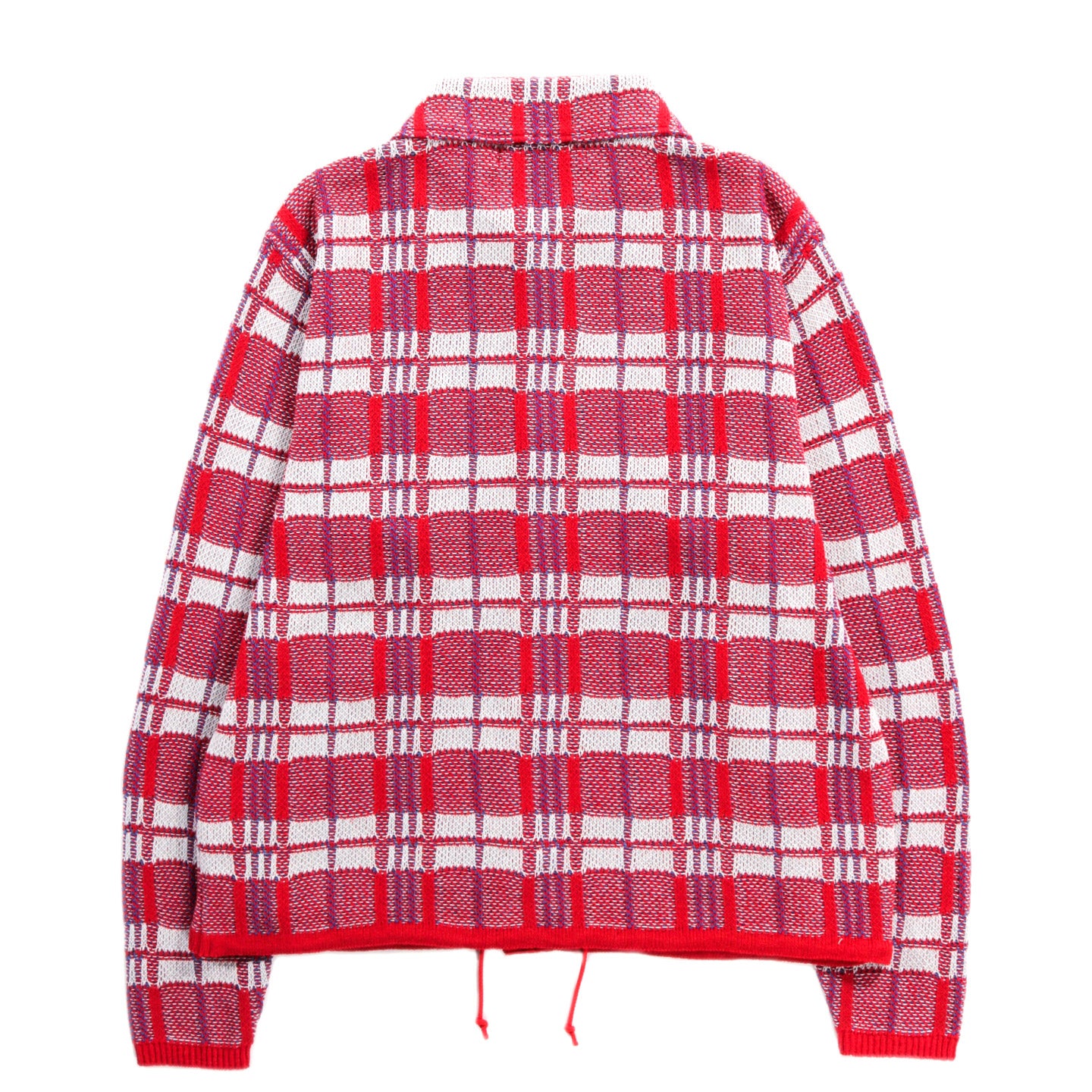 GIM CONTEXT LAUNDRY BAG CHECK STYLE KNIT BLOUSON RED