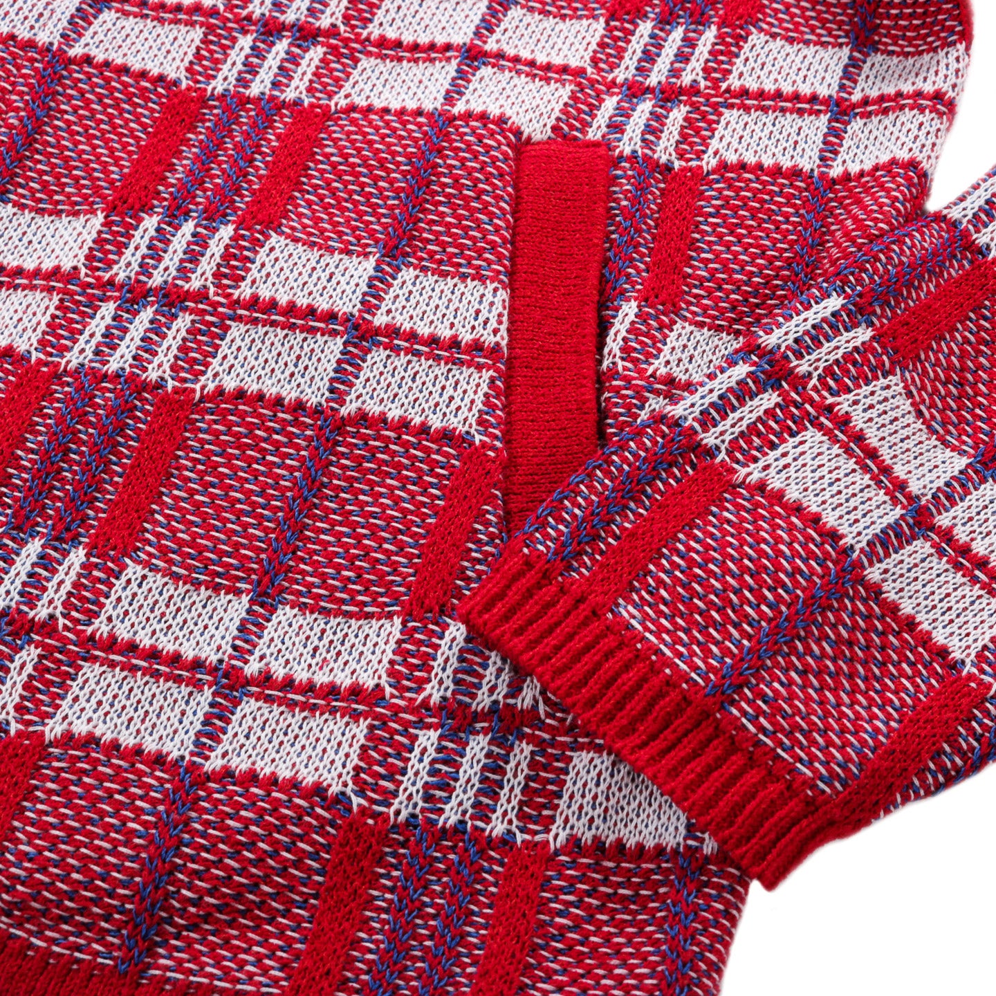 GIM CONTEXT LAUNDRY BAG CHECK STYLE KNIT BLOUSON RED