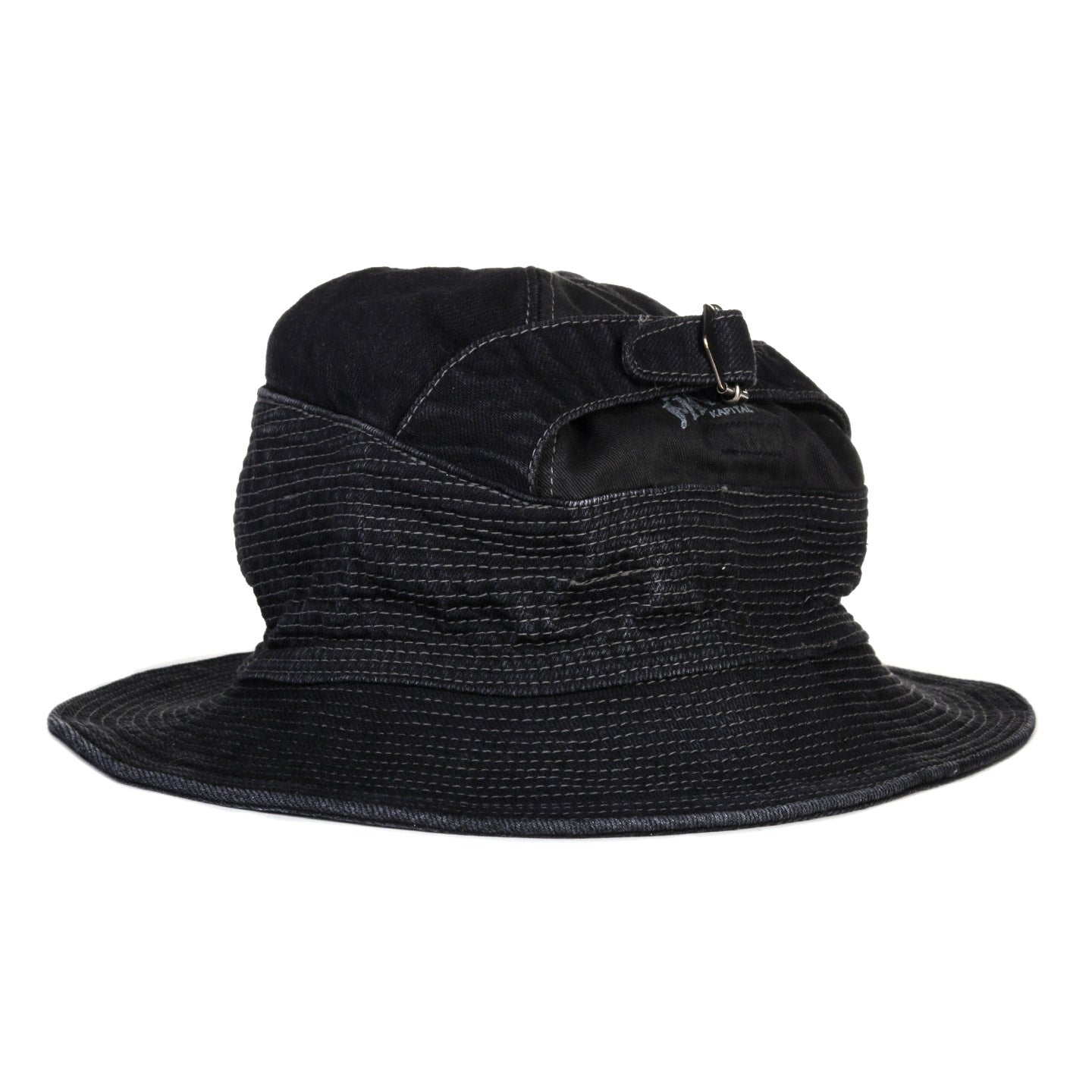 KAPITAL 11.5OZ DENIM THE OLD MAN AND THE SEA HAT BLACK X BLACK