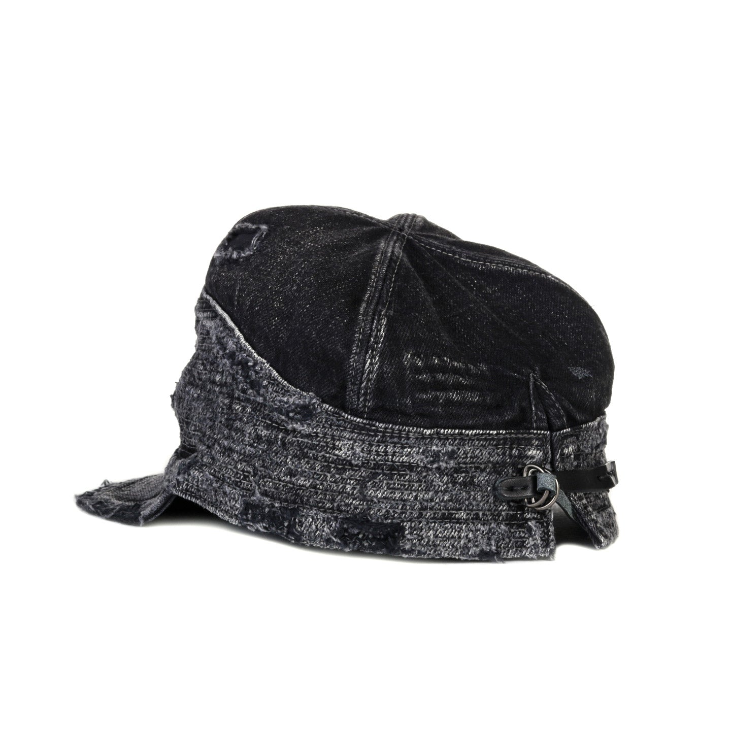 KAPITAL 11.5OZ DENIM THE OLD MAN AND THE SEA CAP CRASH REMAKE BLACK X BLACK