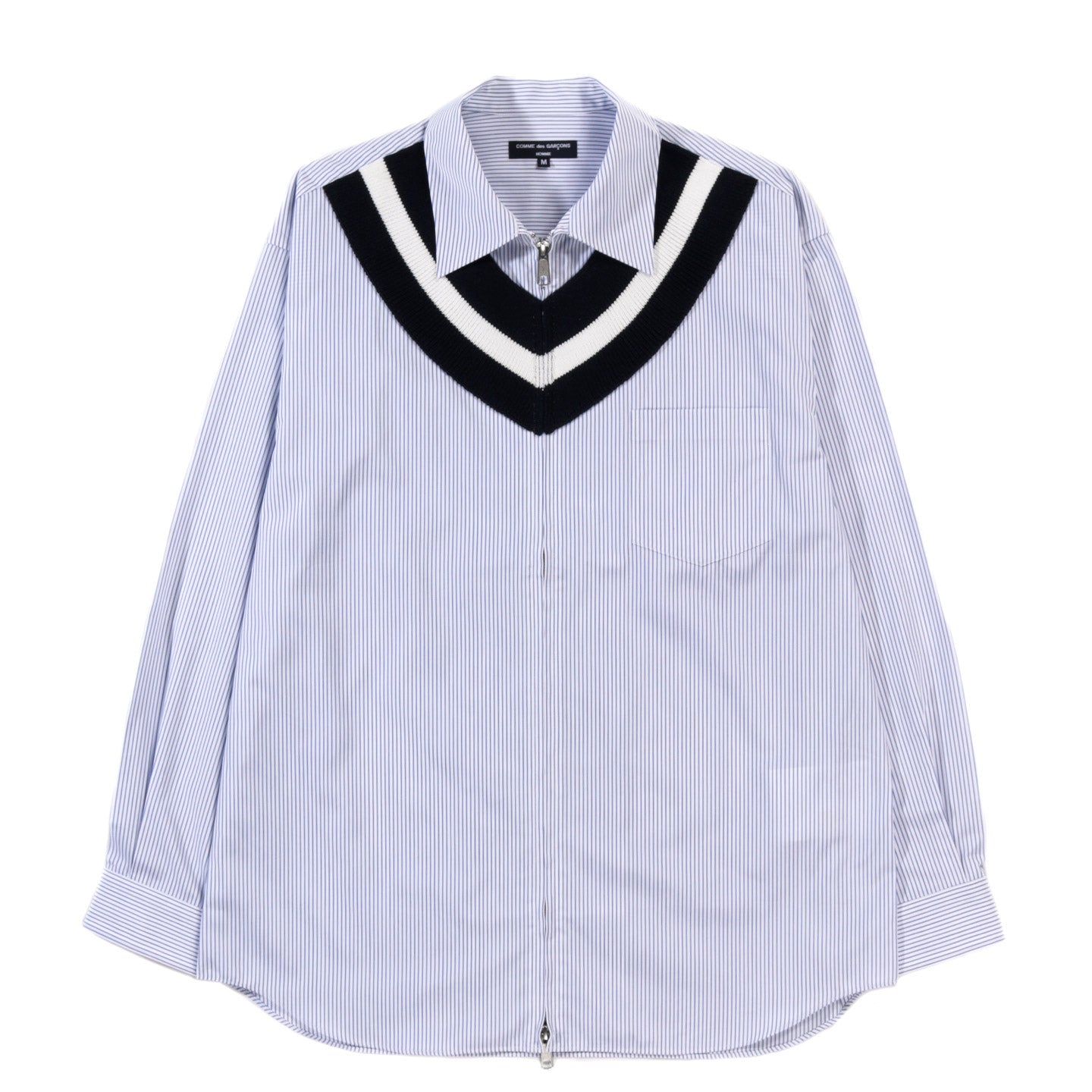 COMME DES GARCONS HOMME B003 ZIP SHIRT WHITE / NAVY