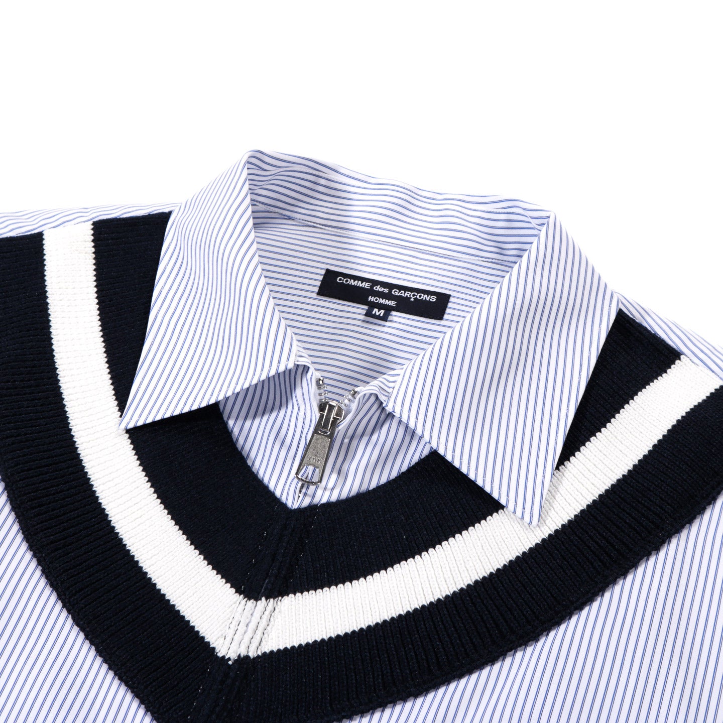 COMME DES GARCONS HOMME B003 ZIP SHIRT WHITE / NAVY