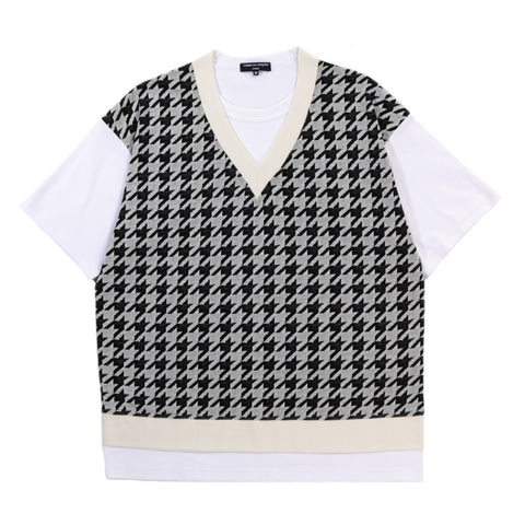 COMME DES GARCONS HOMME T004 T-SHIRT WHITE / HOUNDSTOOTH