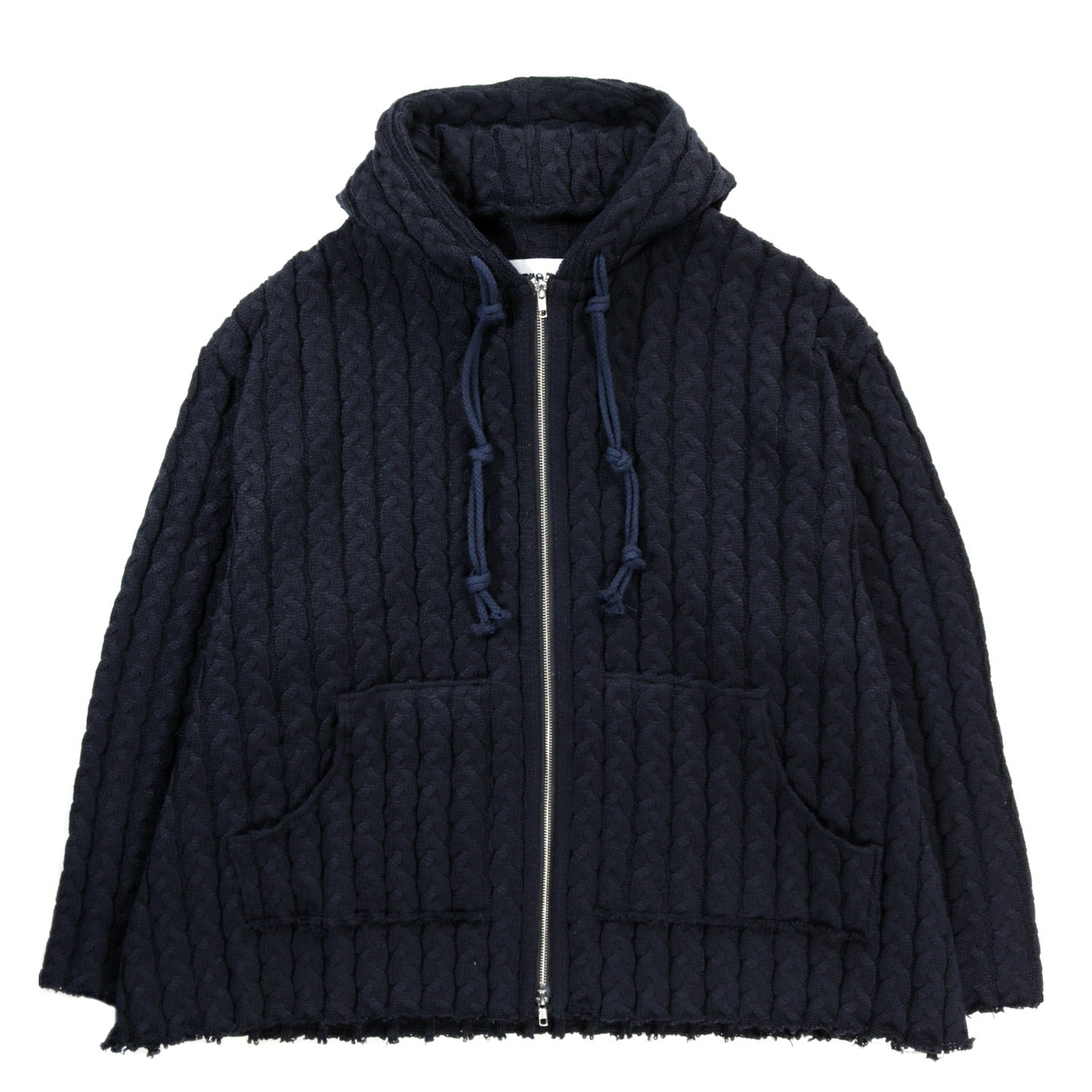 JOONE JOONAM CABLE KNIT ZIP HOODIE NAVY