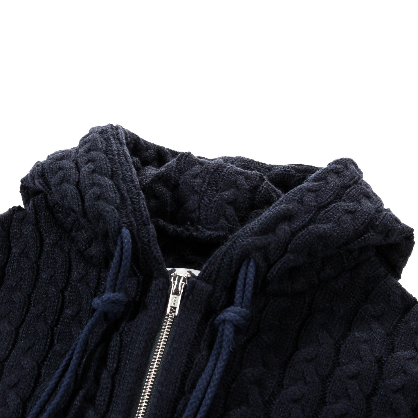 JOONE JOONAM CABLE KNIT ZIP HOODIE NAVY