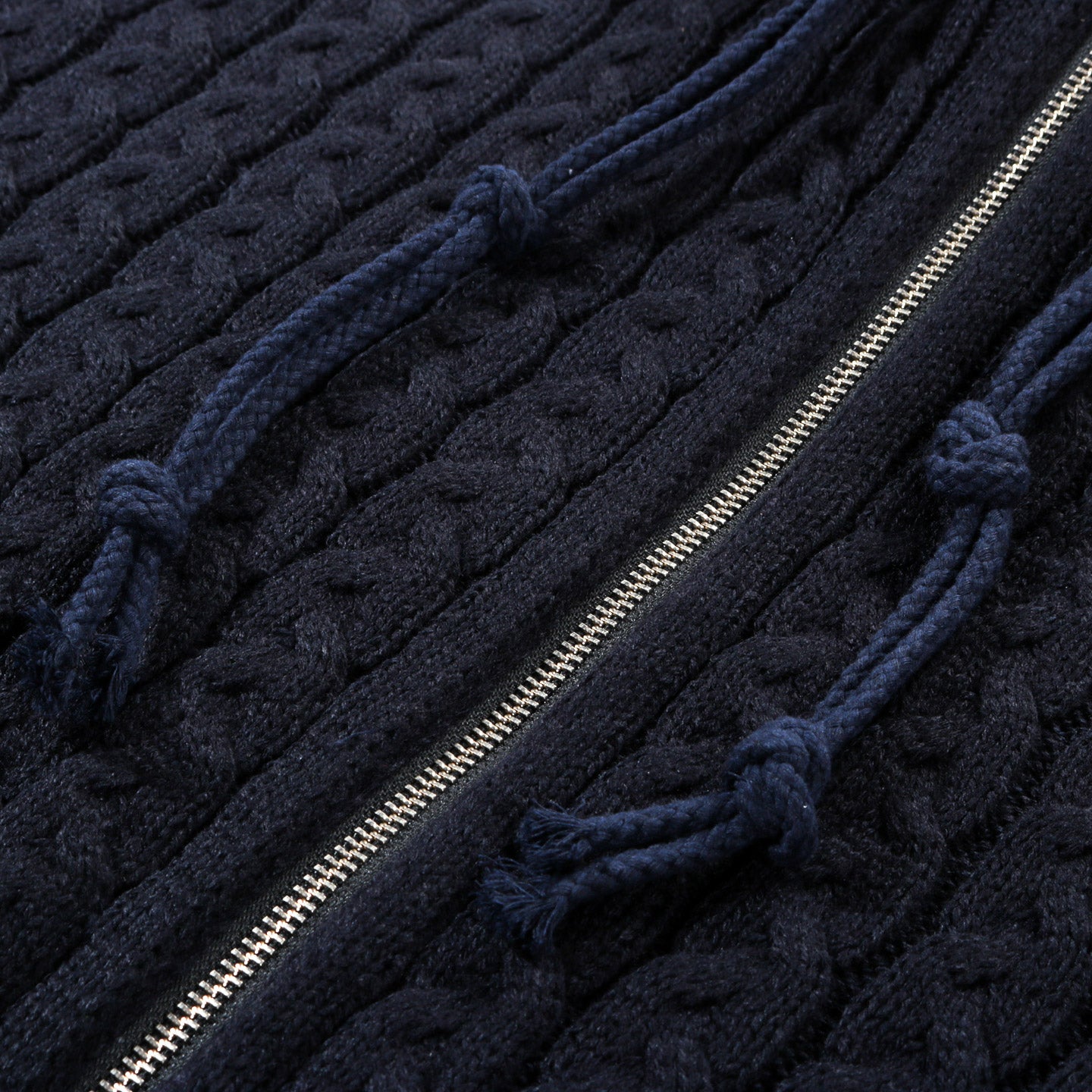 JOONE JOONAM CABLE KNIT ZIP HOODIE NAVY