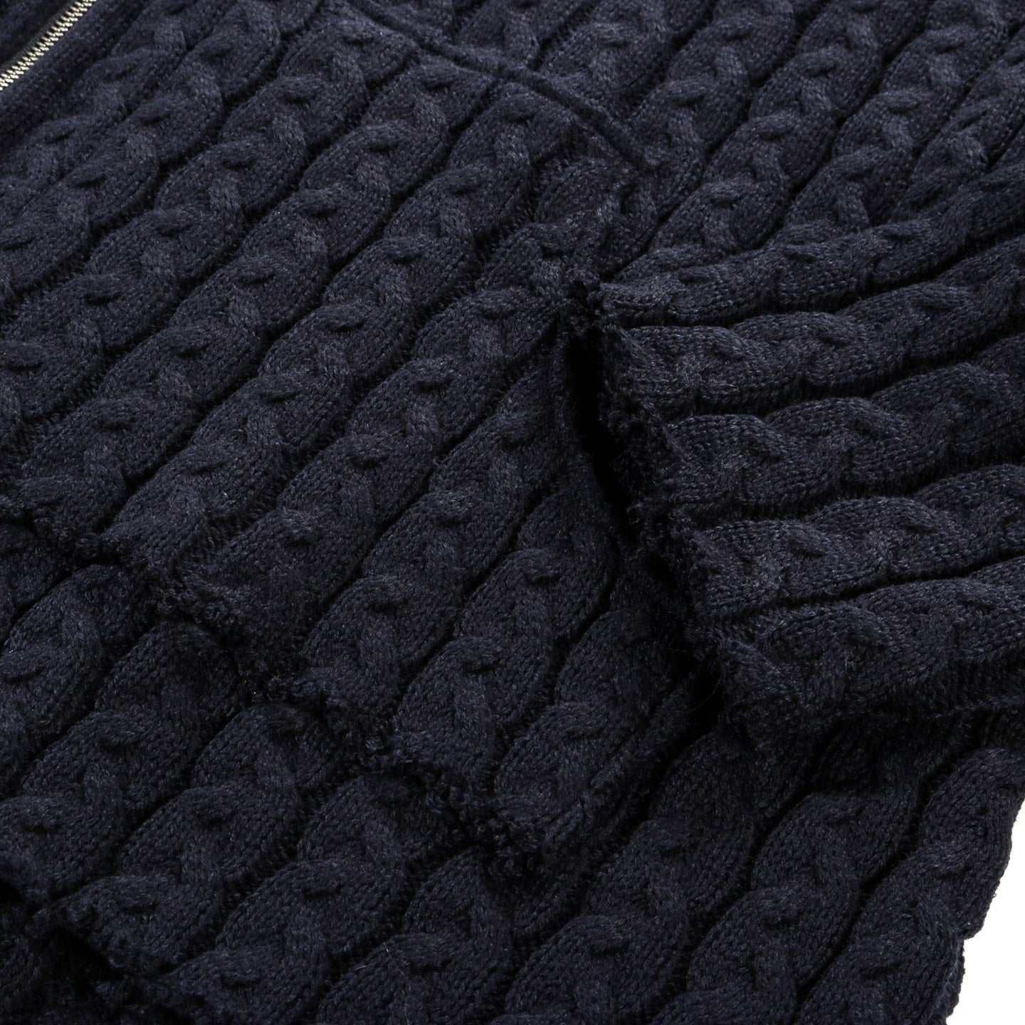 JOONE JOONAM CABLE KNIT ZIP HOODIE NAVY