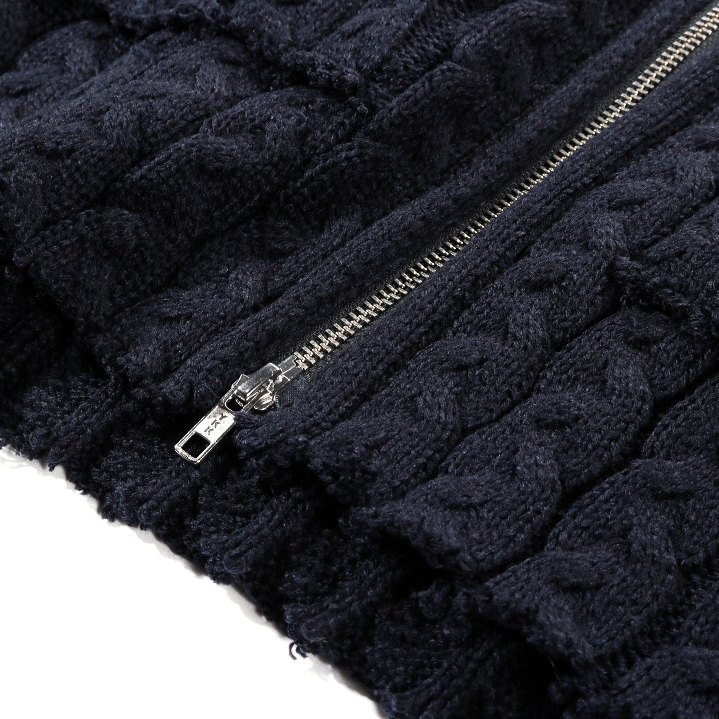 JOONE JOONAM CABLE KNIT ZIP HOODIE NAVY